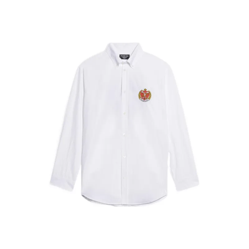 Balenciaga Long Sleeve Large Fit Shirt 'White'-0