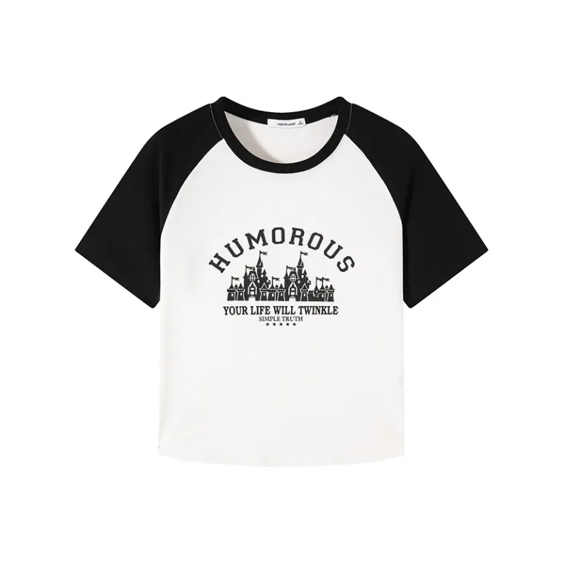 JEANSWEST T Shirt Set in Sleeve Summer Women's Medium Gray-12