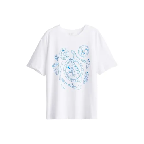 H&M T-Shirt Women's White/Picnic Food