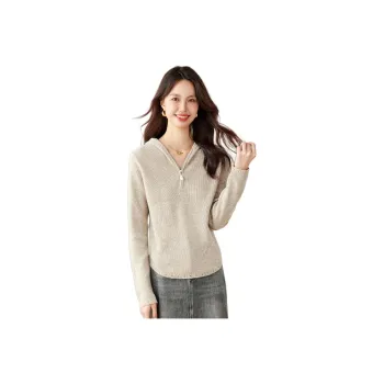 CARBAMMI Sweater Women's Floral Beige Camel