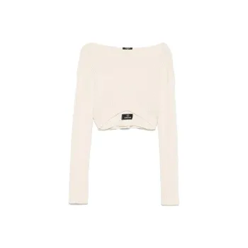 BALMAIN Cropped Boat Neck Ribbed Top