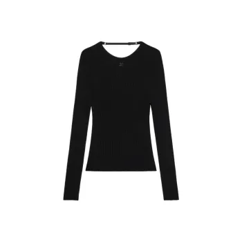 COURREGES Lingerie Strap Rib Knit Sweater 'Black'