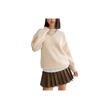 NASTY GAL Knitted Crewneck Jumper Sweater Women's Cream