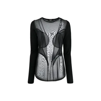BALMAIN Mesh Long Sleeved Top