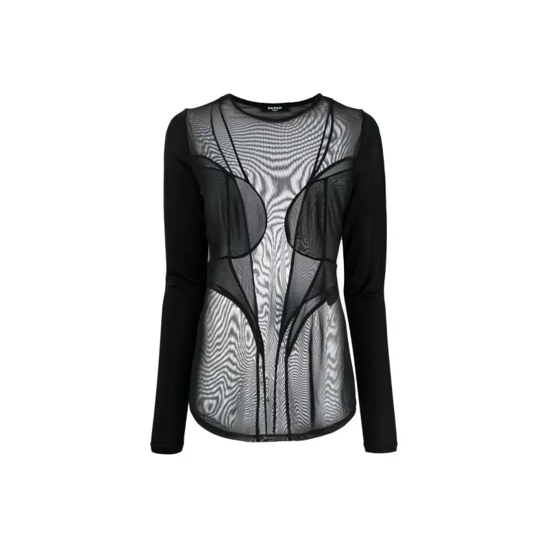 BALMAIN Mesh Long Sleeved Top-0