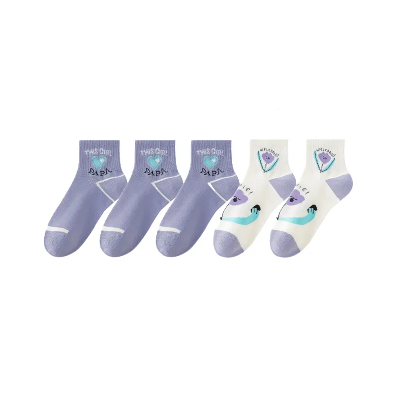 Cotton Gene Mid-Calf Socks Women's 5 Pack-33