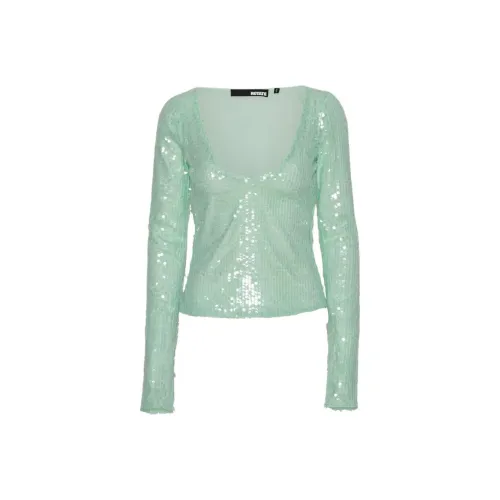 Rotate Rotatae Sequins V-Neck Long-Sleeved T-Shirt