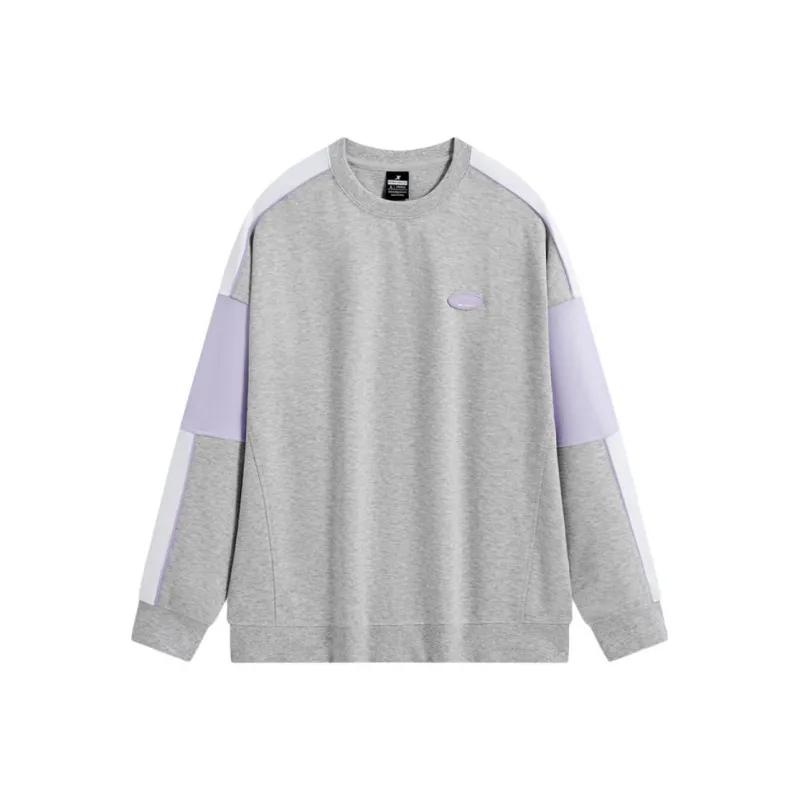 XTEP Vitality Series Sweatshirt Women's Light Heather Gray 24/Sheer Purple/Pearl White-0