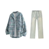 Blue and White Plaid+Yellow Mud