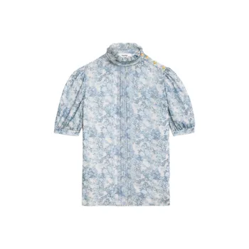 CELINE Blouse With Frilled Collar In Silk Georgette
