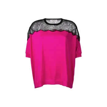 Valentino Lace Detailed Short Sleeved Top