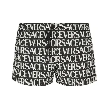 VERSACE Logo Printed Drawstring Swim Shorts