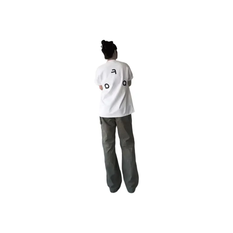 DARK HORSE Creative Letter Print Couple White Half Sleeve Top Unisex-1