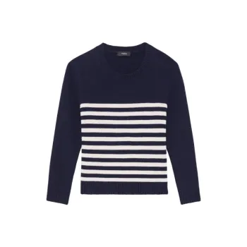 THEORY Sweaters Women's Navy Blue White Stripes