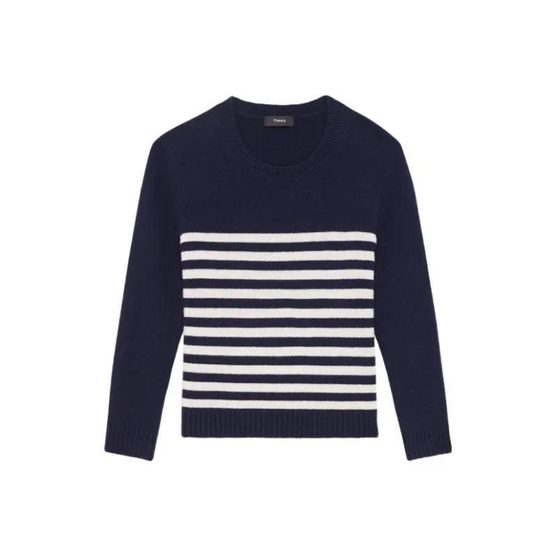THEORY Sweaters Women's Navy Blue White Stripes-0