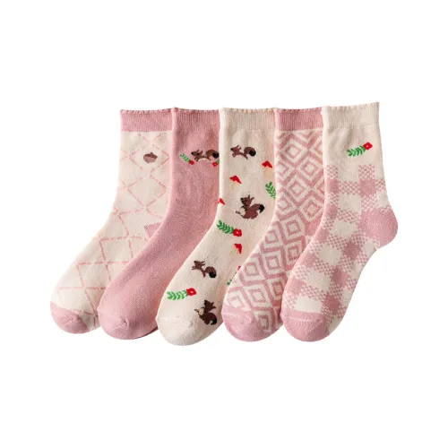 H YXIANG Mid Calf Socks Women's 5 Pack Mixed Color