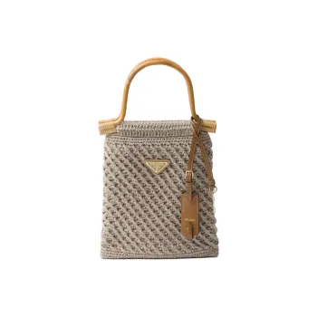 PRADA Cotton Handbag Mini Women's Beige