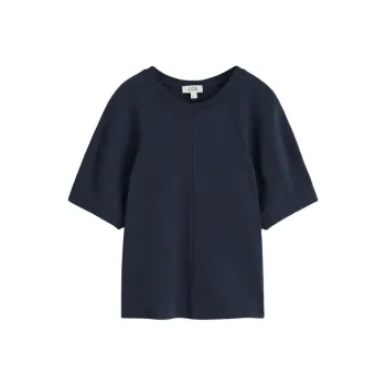 COS Puff Sleeve T Shirt Women's Navy Blue