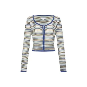 URBAN REVIVO Regular T Shirt Women's Green Stripes