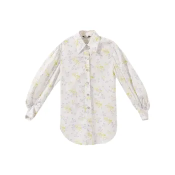 YUMOMO STAR Shirts Women's Light Purple Yellow Floral