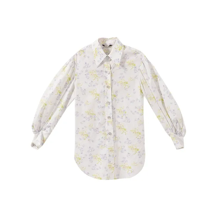YUMOMO STAR Shirts Women's Light Purple Yellow Floral-0