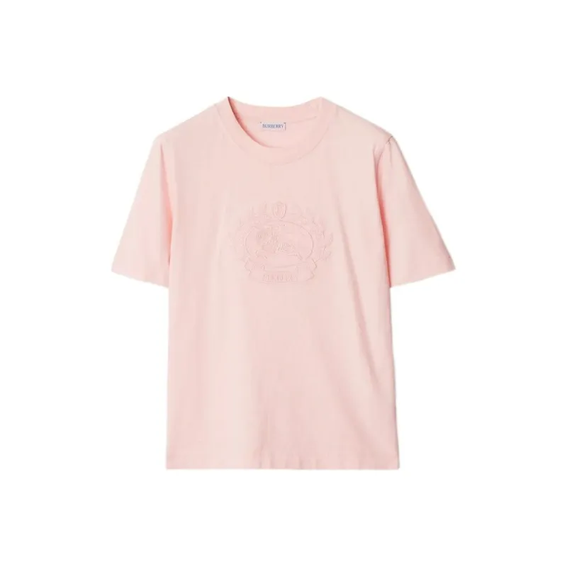 Burberry Logo Embroidered Cotton T shirt-0