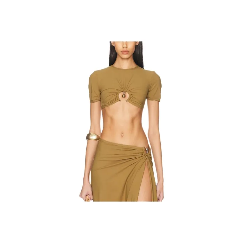 Christopher Esber Ruched Orbit Crop Swim T shirt-0