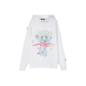 FRAIL STATE Hooded Loose Fit Regular Sweatshirt Unisex White