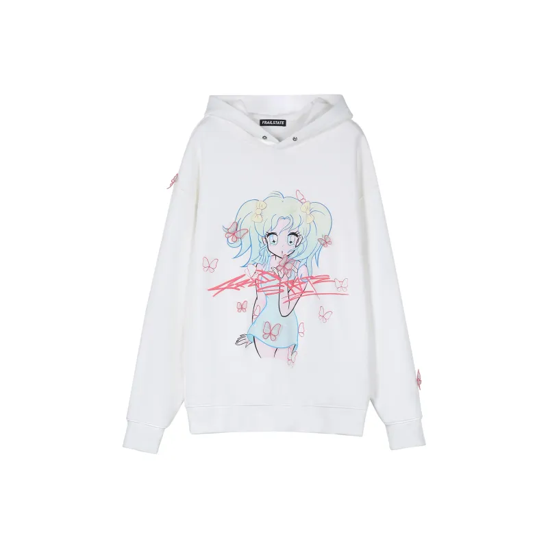 FRAIL STATE Hooded Loose Fit Regular Sweatshirt Unisex White-0