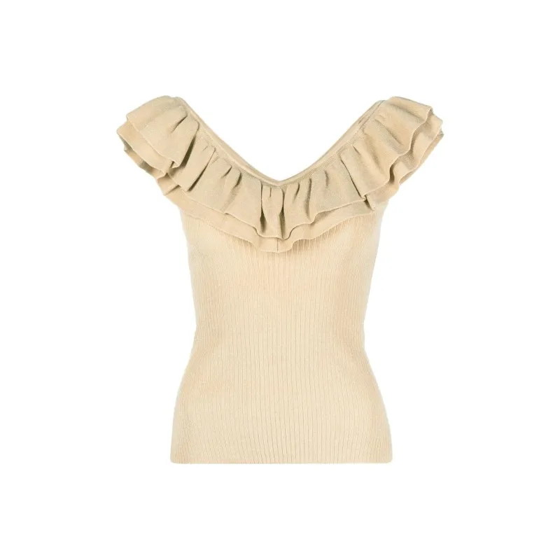 Zimmermann Ruffled Sleeveless Knit Top-0