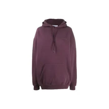 Balenciaga Women's Oversized Logo Print Hoodie Eggplant