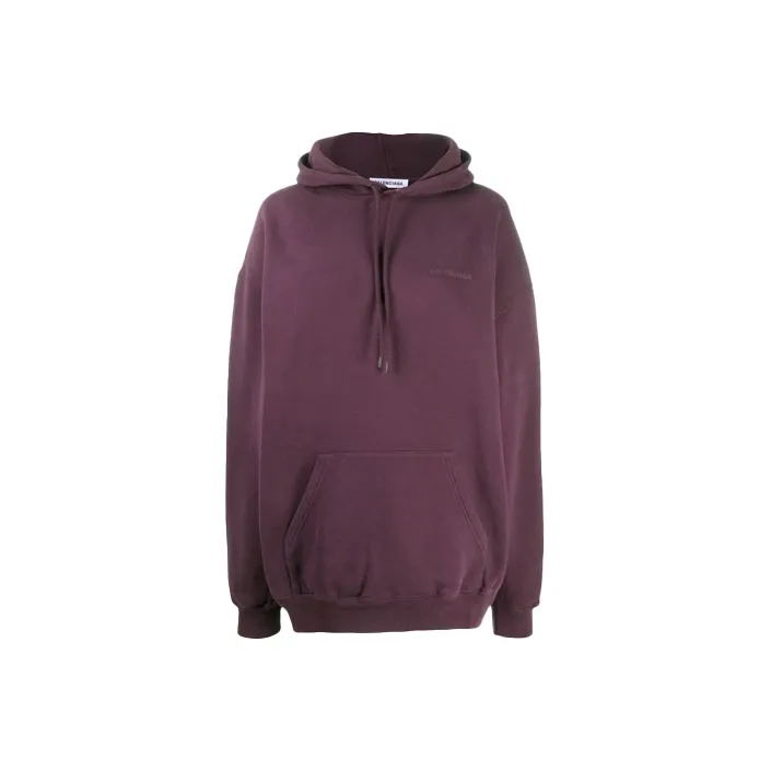 Balenciaga Women's Oversized Logo Print Hoodie Eggplant-0