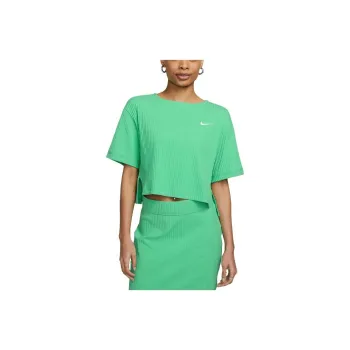 Nike Sportswear Ribbed Jersey Short Sleeve Top Green