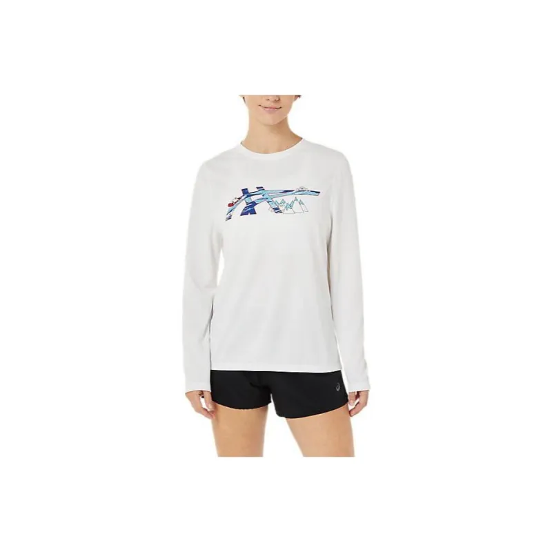 Asics Ready-Set Ii Long Sleeve Graphic T-Shirt Women's White-0