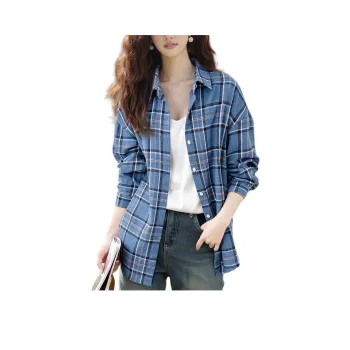 Wbwq Shirts Women's Blue Plaid