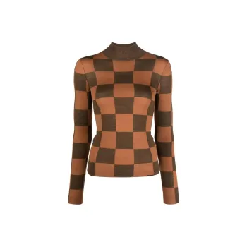 NANUSHKA Checkerboard pattern Knitted Top