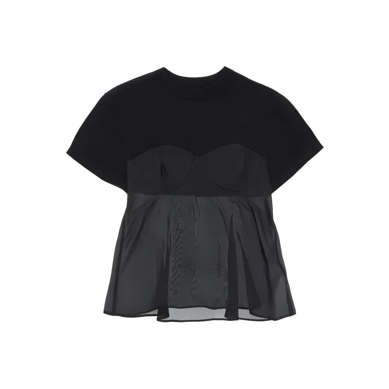 Sacai Flared Semi sheer T shirt-0