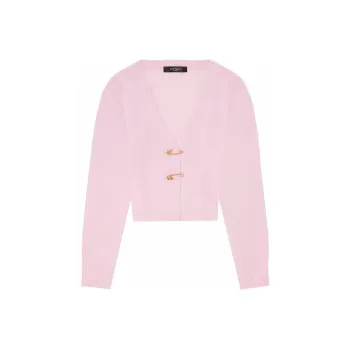 VERSACE Safety Pin Cashmere Cardigan 'Pink'