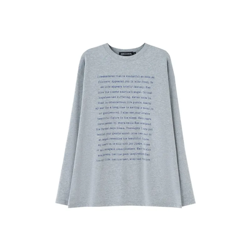 SOON FLOWER Spring And Autumn T Shirt Women's Gray-0