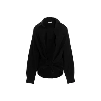 Balenciaga Gathered-detail Poplin Shirt