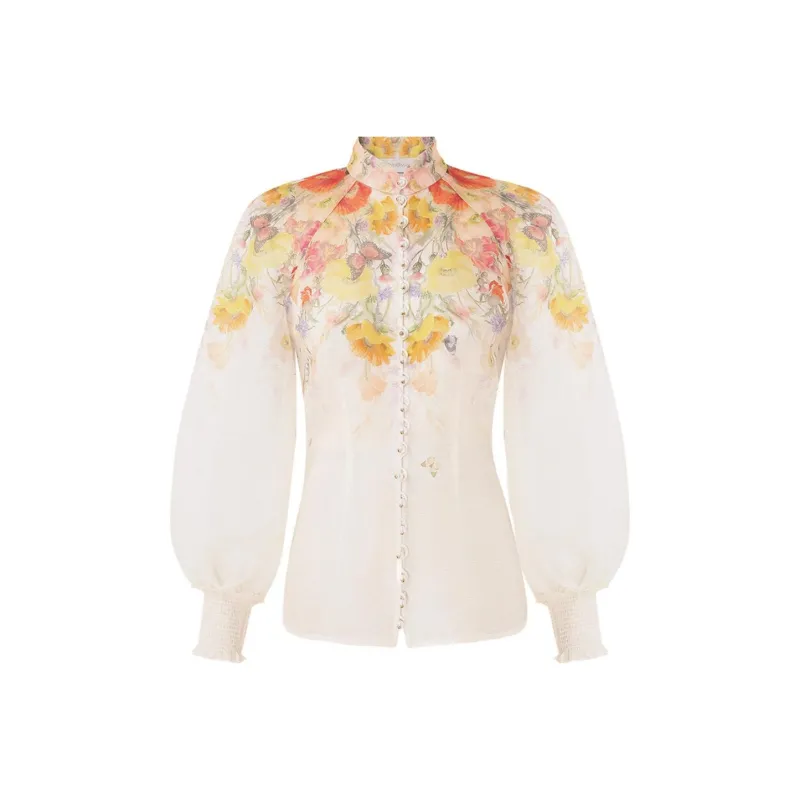 Zimmermann Tranquillity Floral Printed Embellished Blouse-0