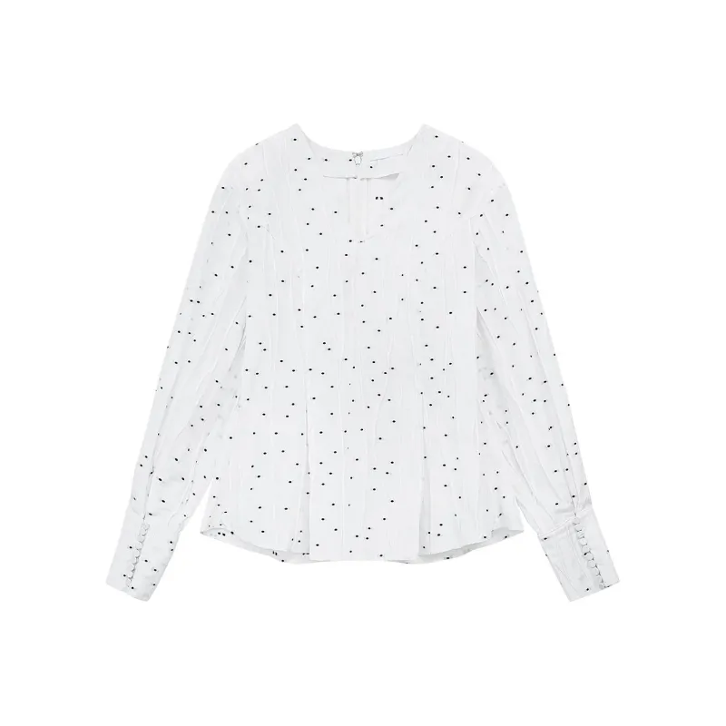 MUNJOUR SS24 Shirt Women's Black White Polka Dot-0