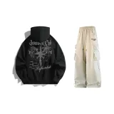 Black Sweatshirt+Apricot Casual Pants