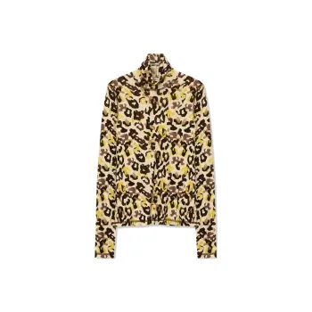 Roselingling Knitwear Women's Coffee Brown Animal Print