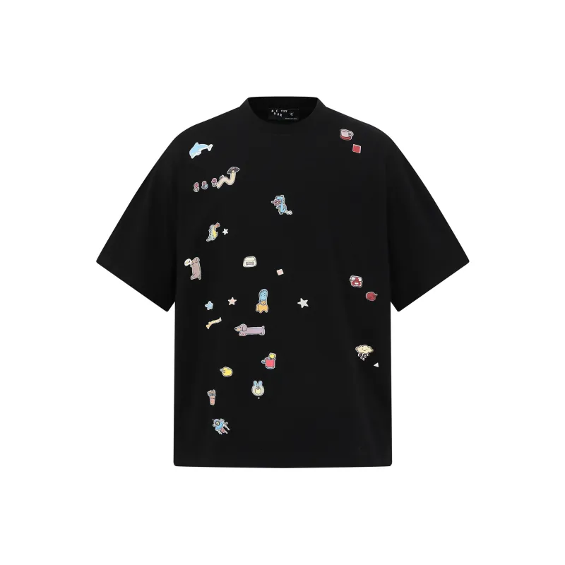 Vine Color Drop Shoulder Sleeve T Shirt Women's-2