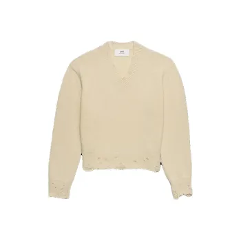 Ami Paris Ripped V neck Jumper