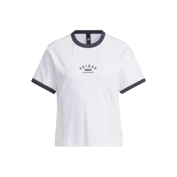 Adidas Drop Shoulder Sleeve T Shirt Women's White/Dark Navy Blue