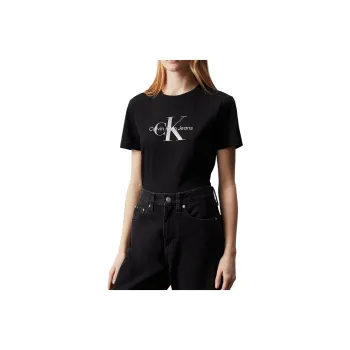 CK/Calvin Klein Iridescent Logo T-Shirt T-Shirt Women's Black