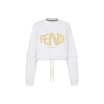 FENDI Fisheye Crop Jersey Sweatshirt 'White'