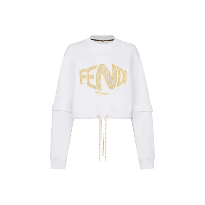 FENDI Fisheye Crop Jersey Sweatshirt 'White'-0